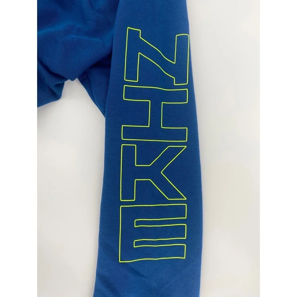 Nike Hoodie Mens Large Blue Full Zip Dri-FIT Volt Swoosh Logo Good Condition